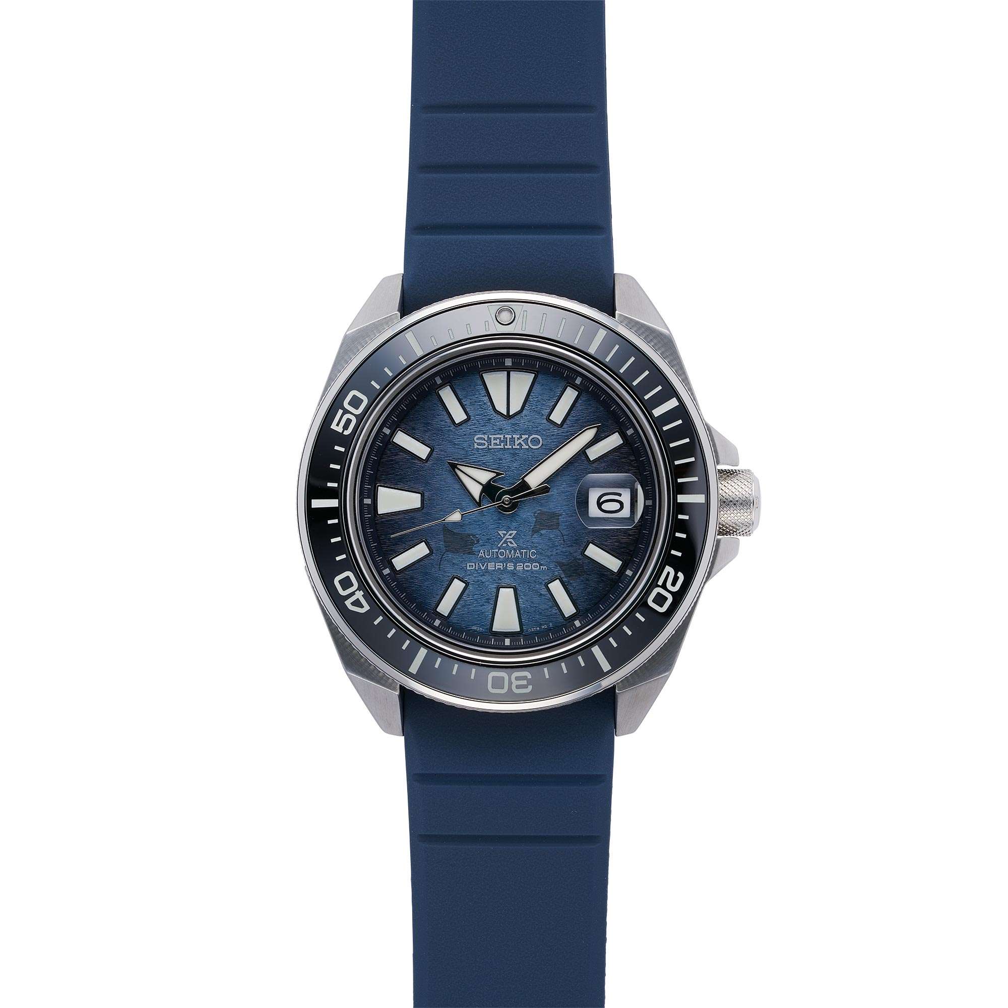 Seiko Prospex Save The Ocean 'King Samurai' Automatic Blue Dial Silicone Strap Men's Watch SRPF79K1