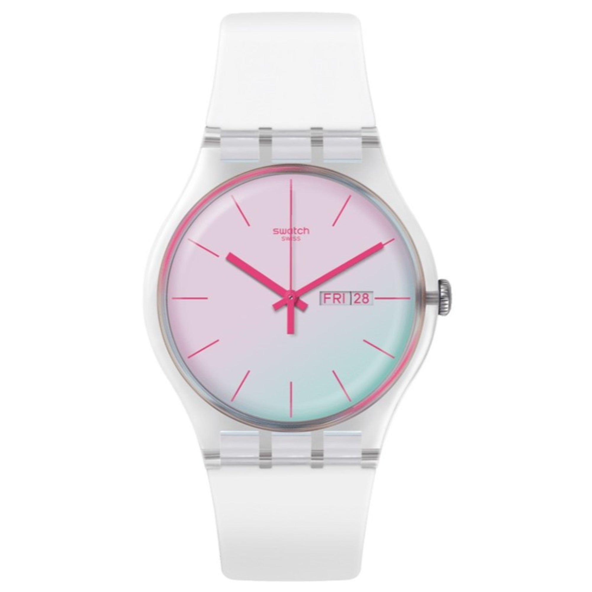 Swatch Polawhite Quartz White Dial White Silicone Strap Unisex Watch SO29K704-S14