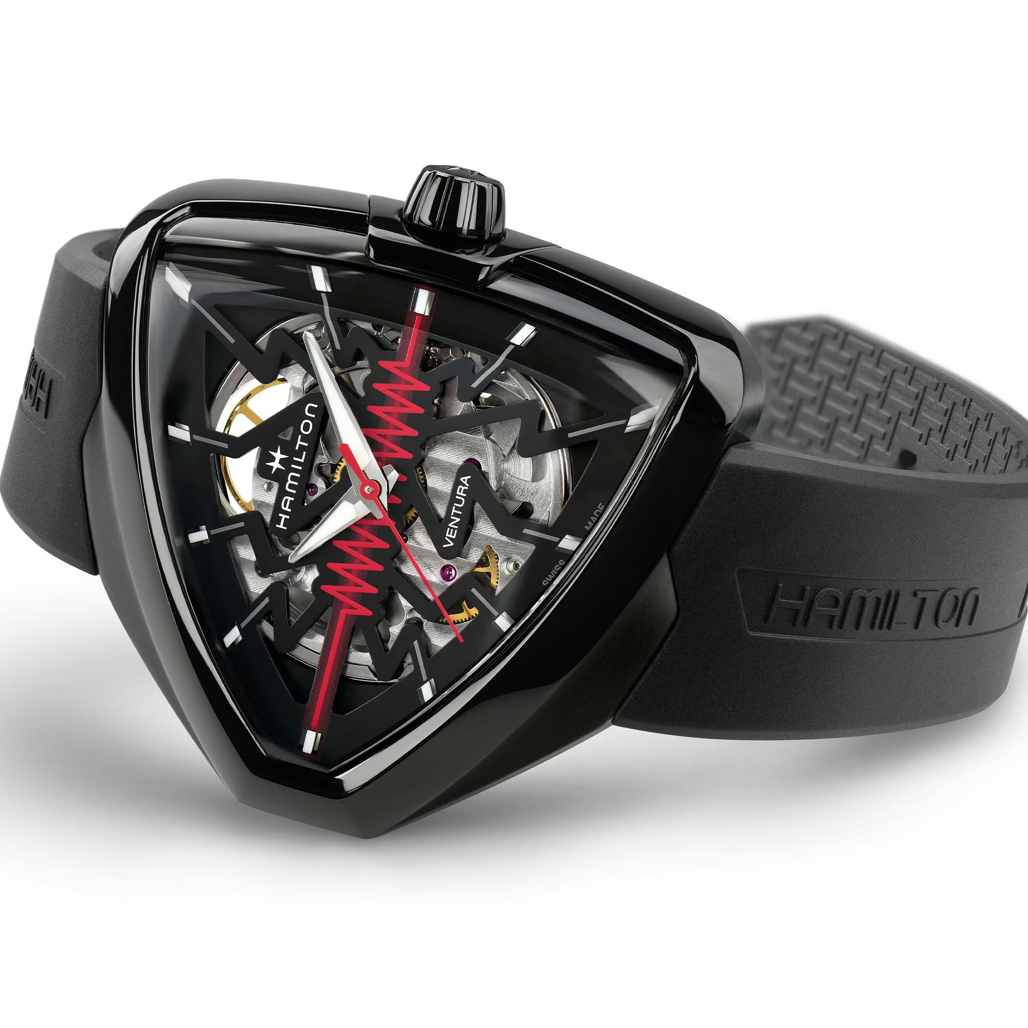 Hamilton Ventura 42mm Elvis80 Skeleton Black Dial Rubber Mens Automatic Watch H24535331