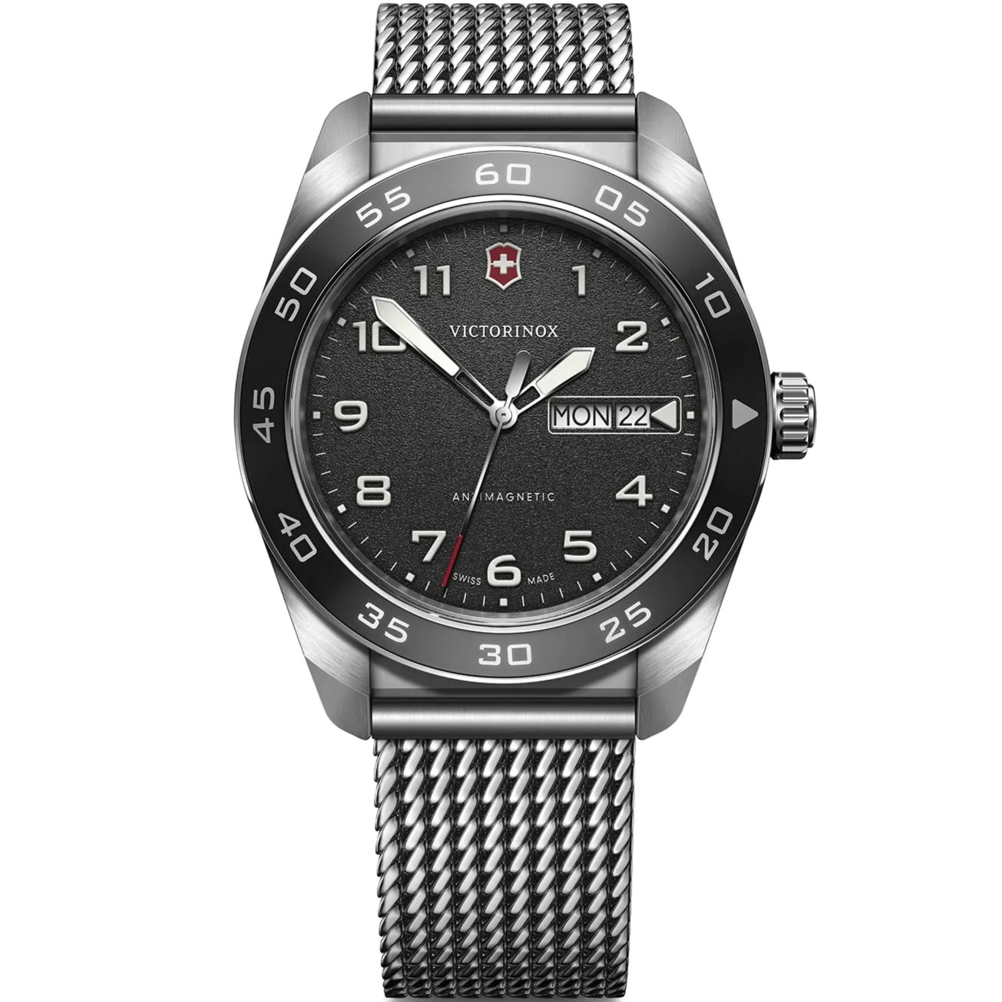 Victorinox Swiss Army Black Dial Steel Mesh Strap Men's Watch 242043