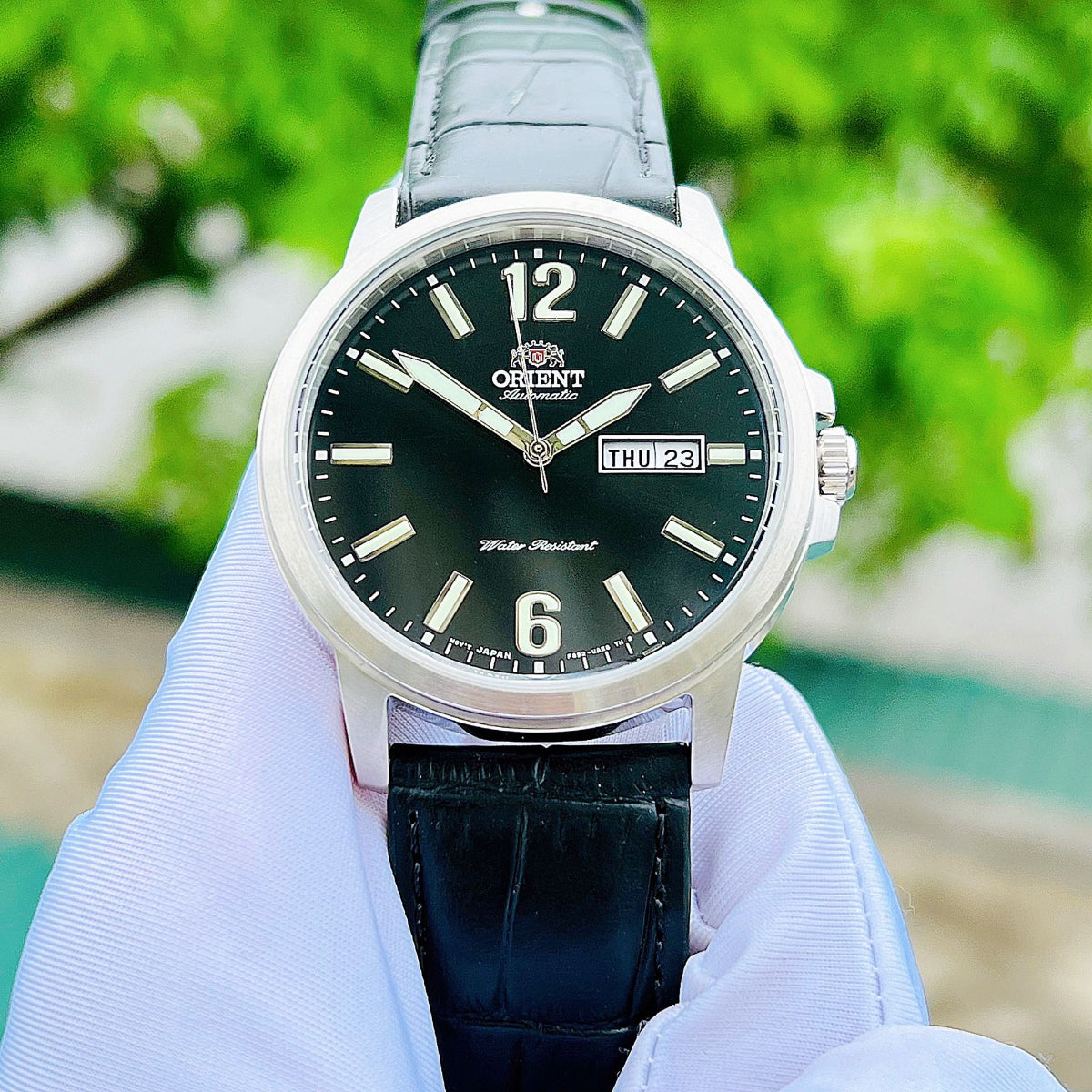 Orient Contemporary Automatic Black Dial Leather Strap Men’s Watch RA-AA0C04B39B