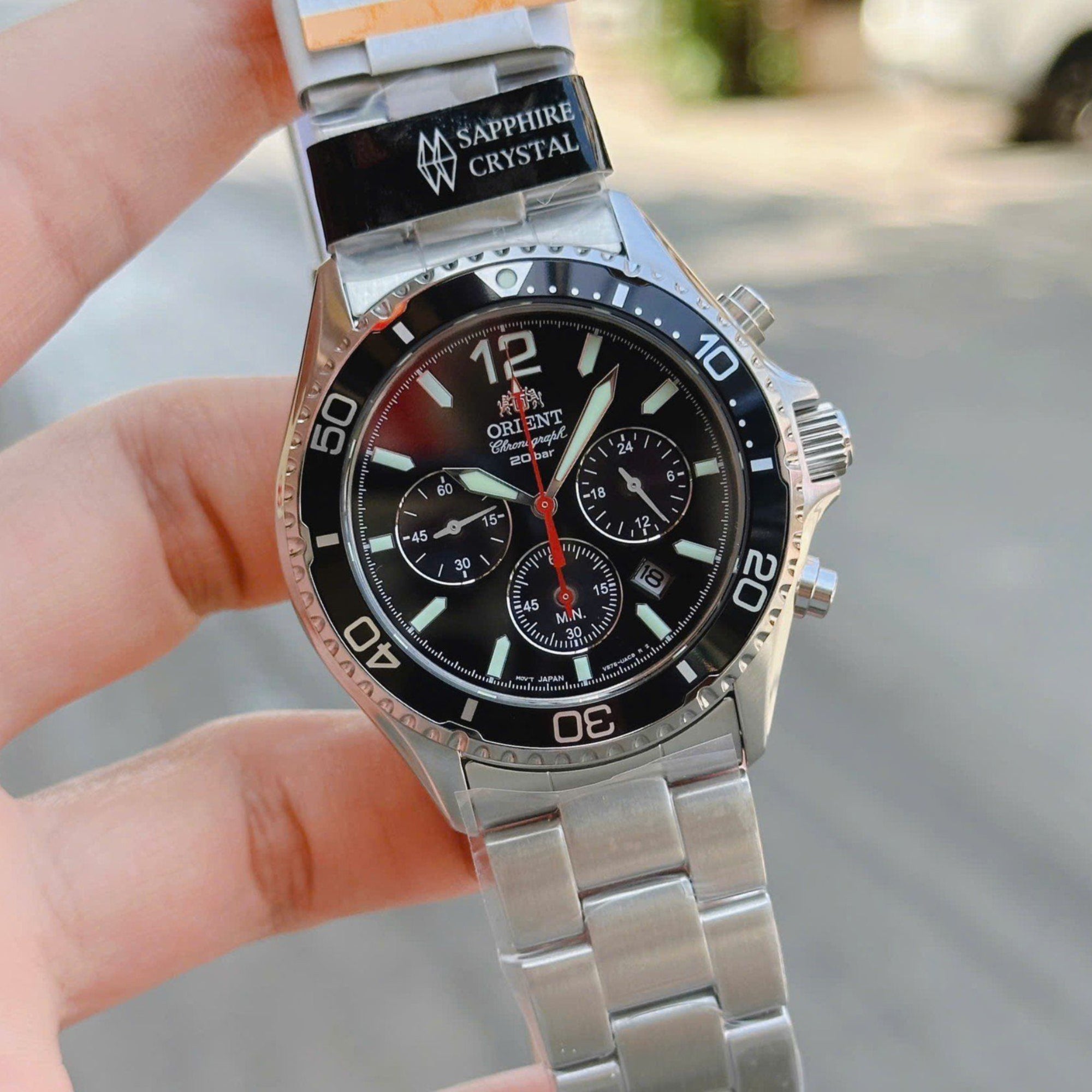 Orient Mako Solar Chronograph Quartz Black Dial Men's Dive Watch RA-TX0202B10B
