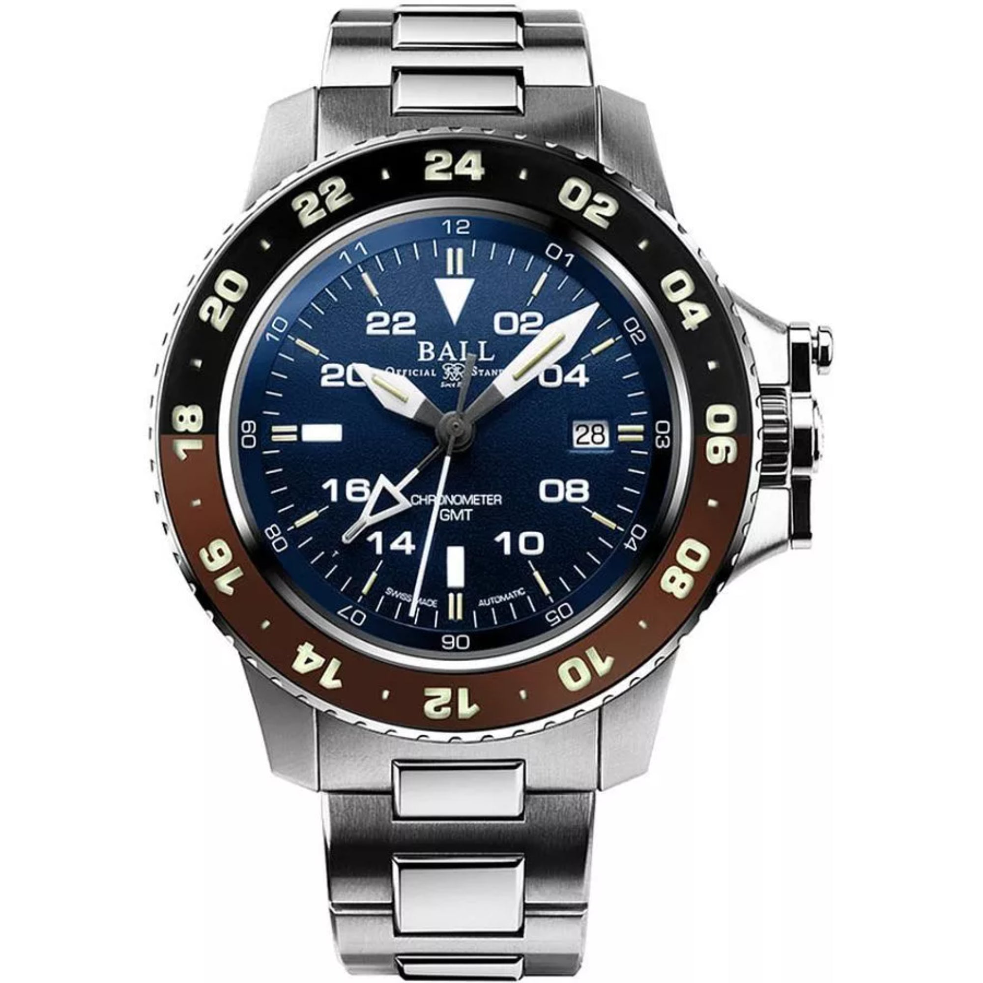 BALL AeroGMT II Automatic Blue Dial Silver Stainless Steel Bracelet Men's Watch DG2018C-S12C-BE