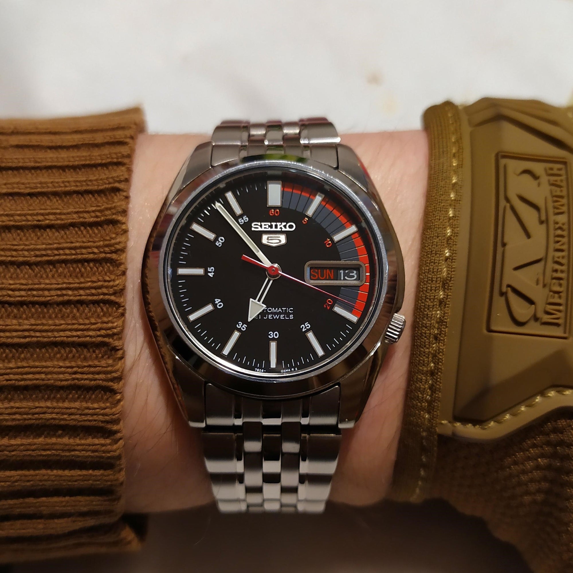 Seiko 5 Automatic Black Dial Stainless Steel Men's Watch SNK375K1