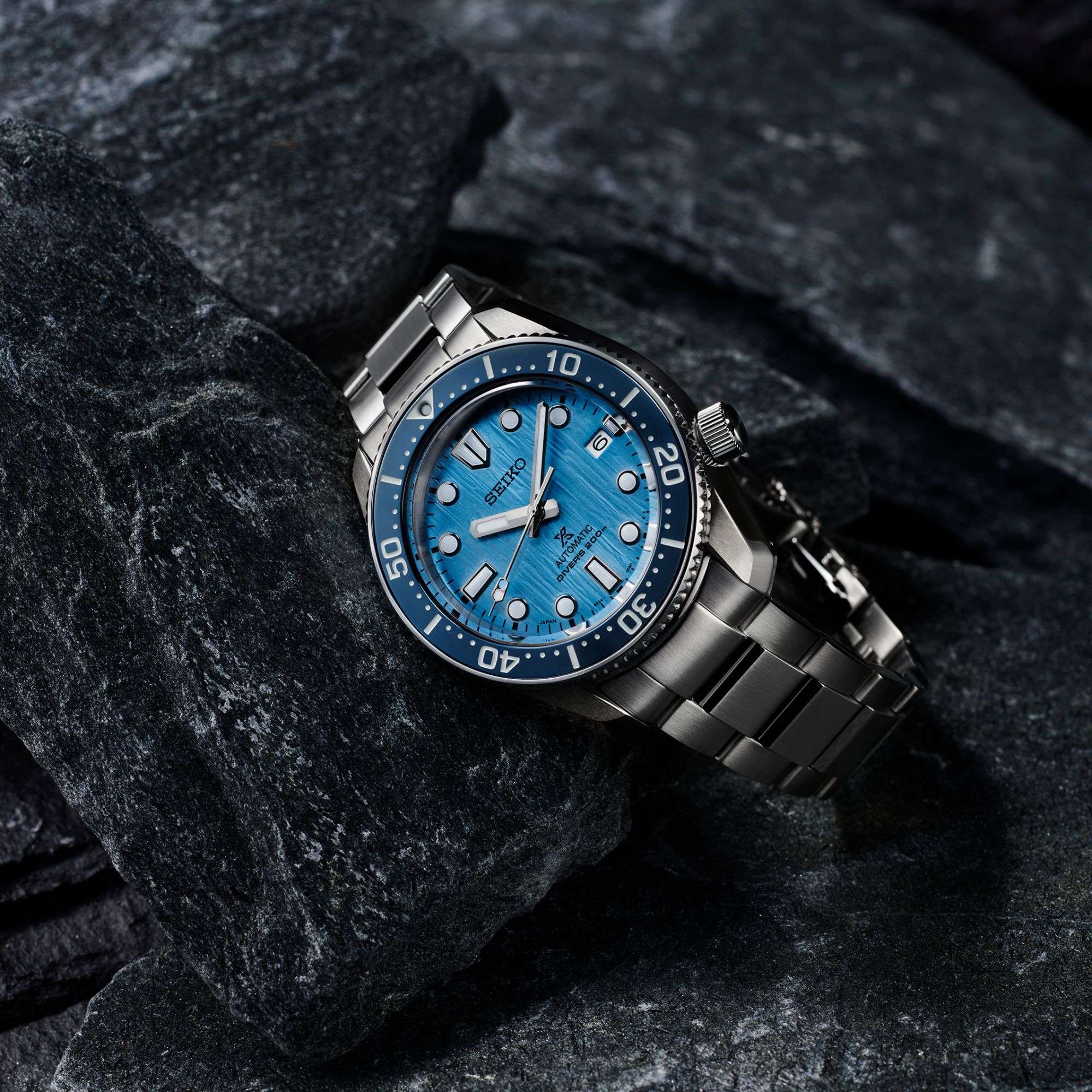 Seiko Prospex Glacier Save The Ocean 1968 Re-Interpretation Automatic Blue Dial Stainless Steel Bracelet Men's Watch SPB299J1