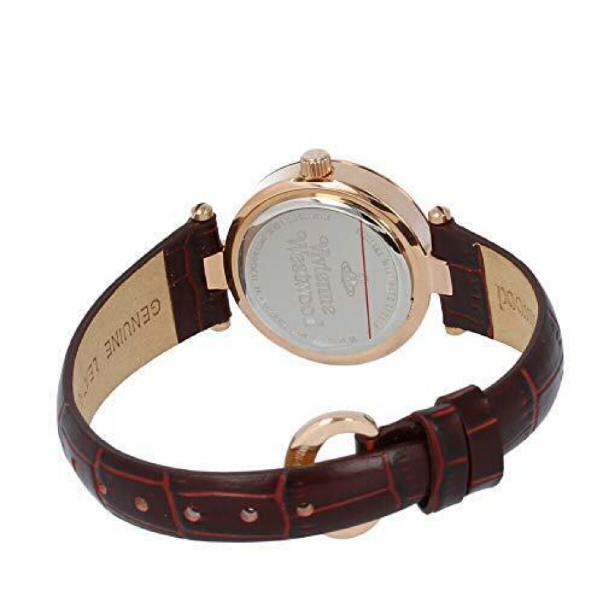 Vivienne Westwood Exclusive Westbourne II Rose Gold Plated Brown Leather Strap Purple Dial Ladies Watch VV092BRBR