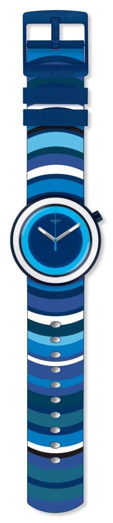 Swatch Popsplash Case Blue White Navy Stripe Blue Dial Men's Fall Winter Watch pnn104