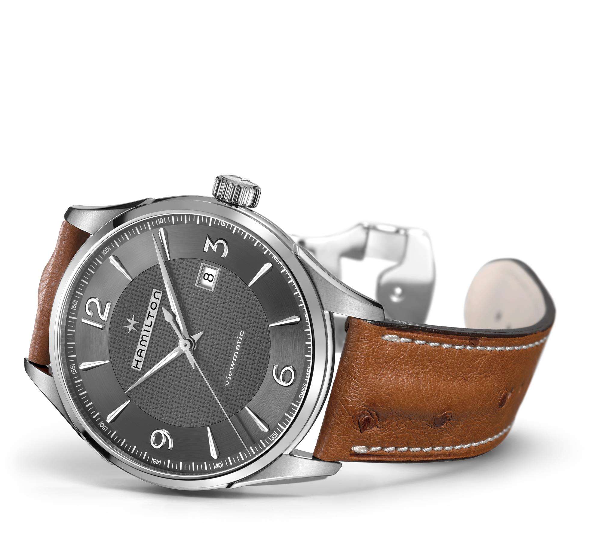 Hamilton Jazzmaster 44mm Grey Dial Leather Mens Automatic Watch H32755851