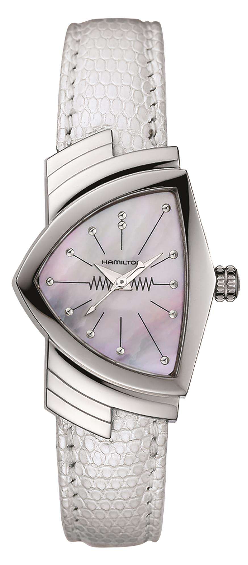 Hamilton Ventura 24mm Mother of Pearl Dial Leather Ladies Quartz Watch H24211852