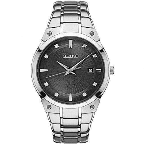 Seiko Solar Black Dial Diamond Indexes Men's Watch SNE429P9