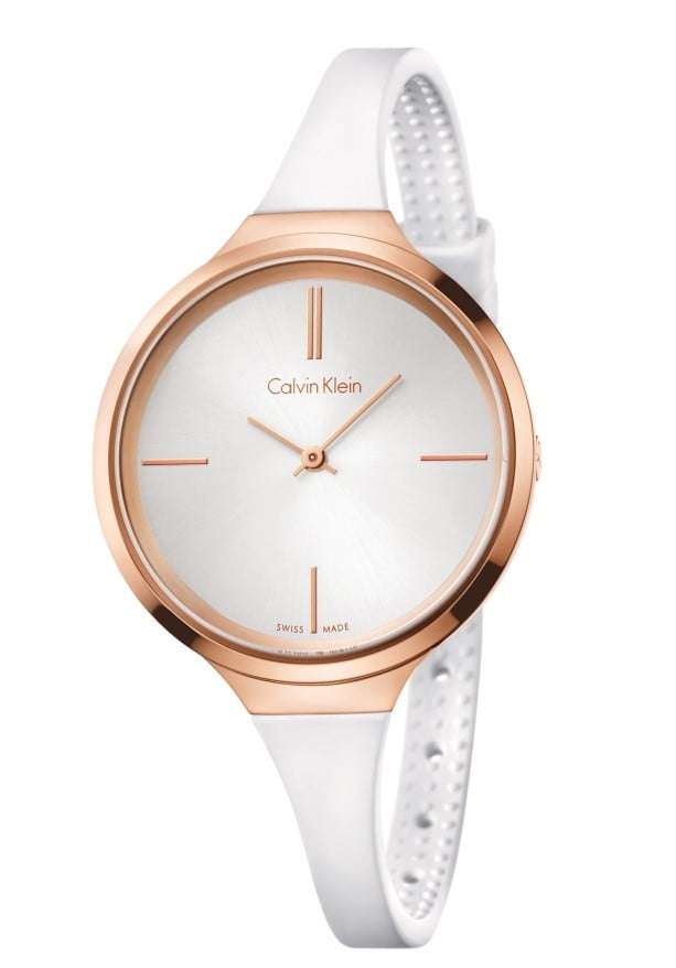 Calvin Klein Lively Watch Silicone Strap Silver Dial K4U236K6