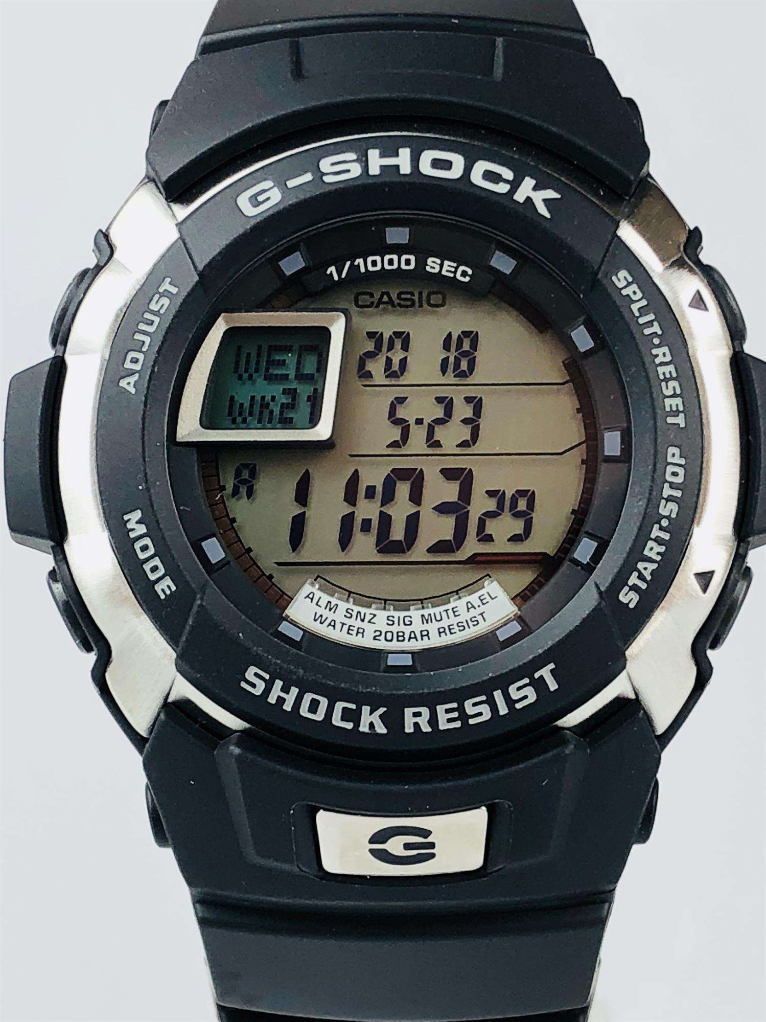 Casio G-Shock Black Silver Men's Alarm Chronograph Watch G-7700-1ER - WatchNation
