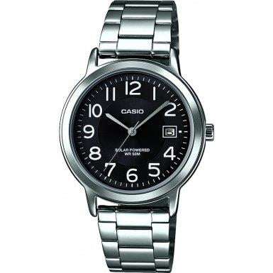 Casio Men's Quartz Watch with Silver Dial Analogue - Digital Display and Black Mixed Strap MTPS100PD-1BVER