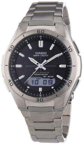 Casio Men's Quartz Watch with Black Dial Analogue-Digital Display and Silver Titanium Bracelet WVA-M640TD-1AER