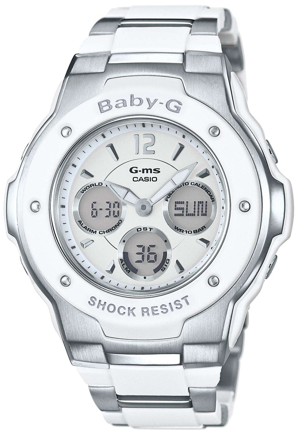 Casio Baby-G White Silver Ladies' Alarm Chronograph MSG-300C-7B3ER