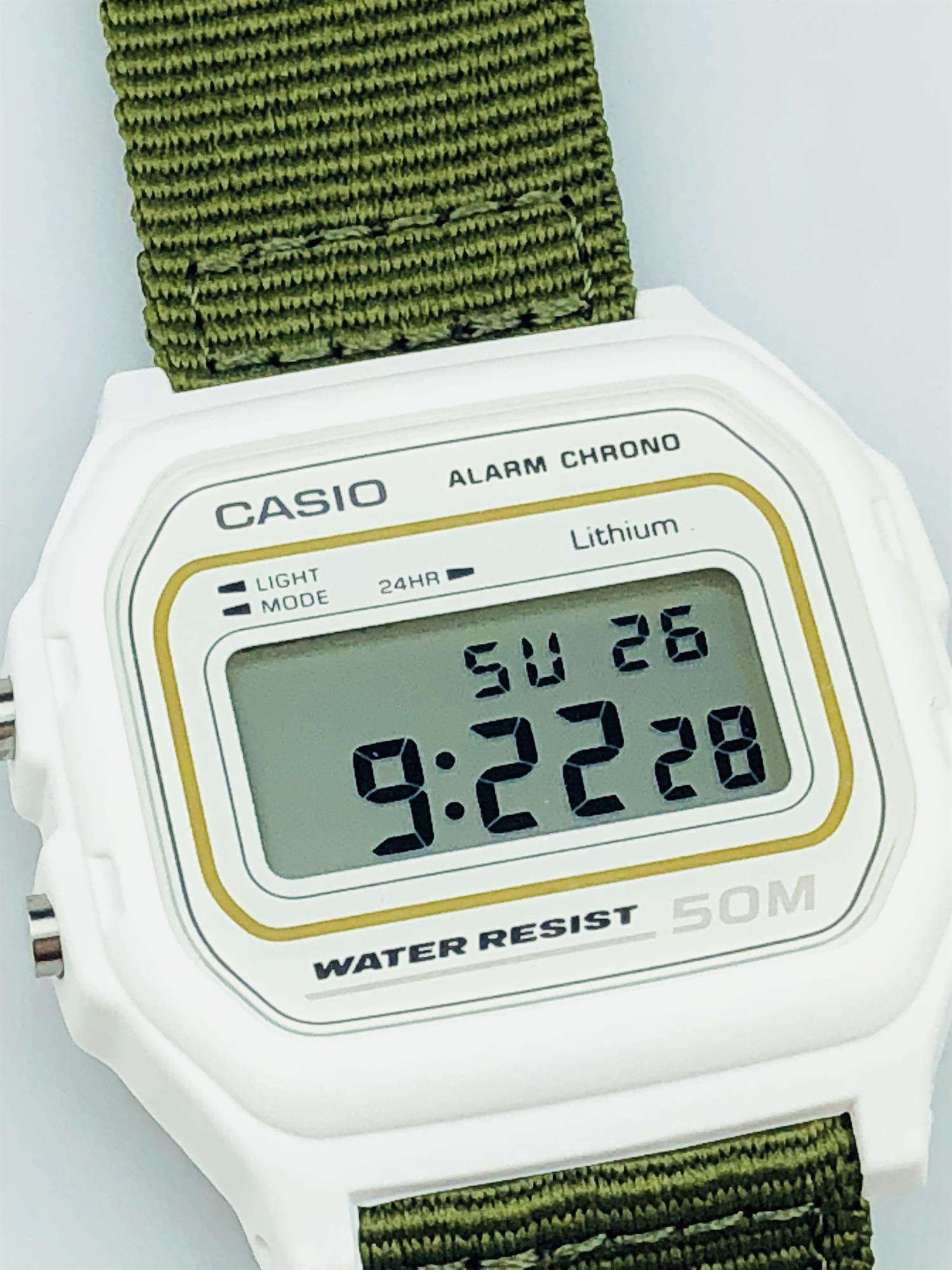 Casio Collection Khaki Fabirc Strap Unisex Alarm Chronograph W-59B-1-3AVEF - WatchNation
