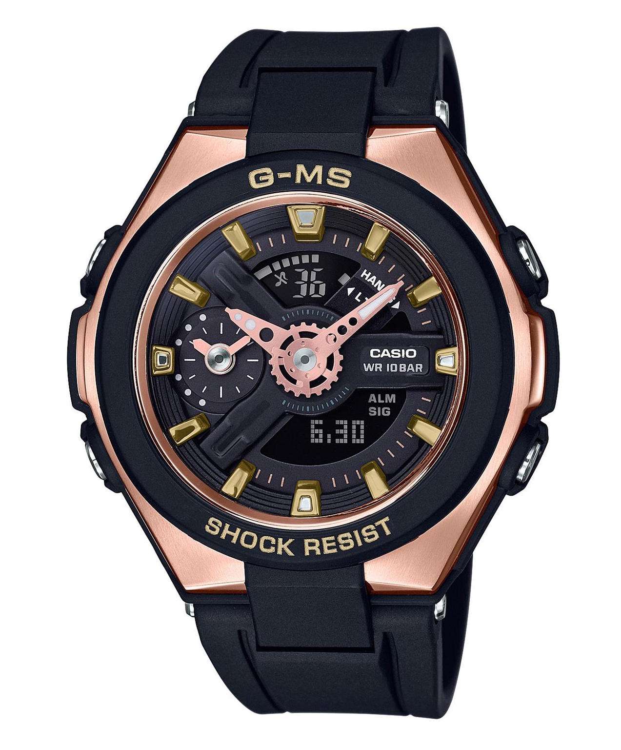 Casio Baby-G G-MS Rose Gold Black Ladies’ Alarm Chronograph MSG-400G-1A1ER - WatchNation