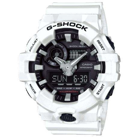 Casio G-Shock Black White Men's Alarm Chronograph GA-700-7AER - WatchNation