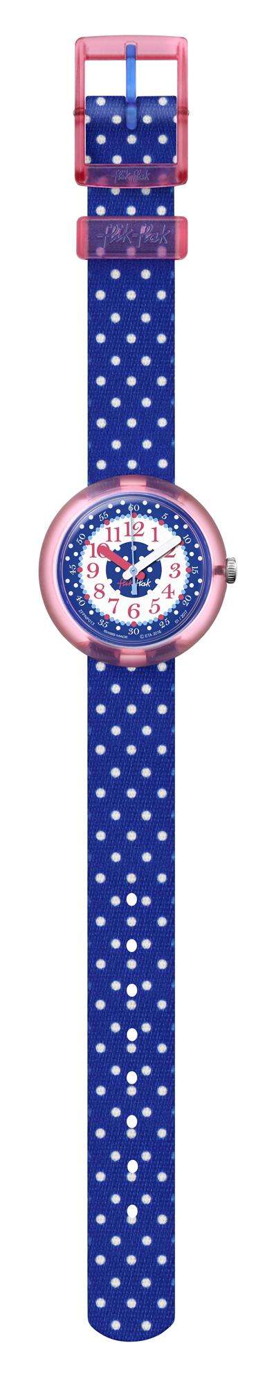 Flik Flak Blue Crumble White Spotty Fabric Strap Kids' Watch