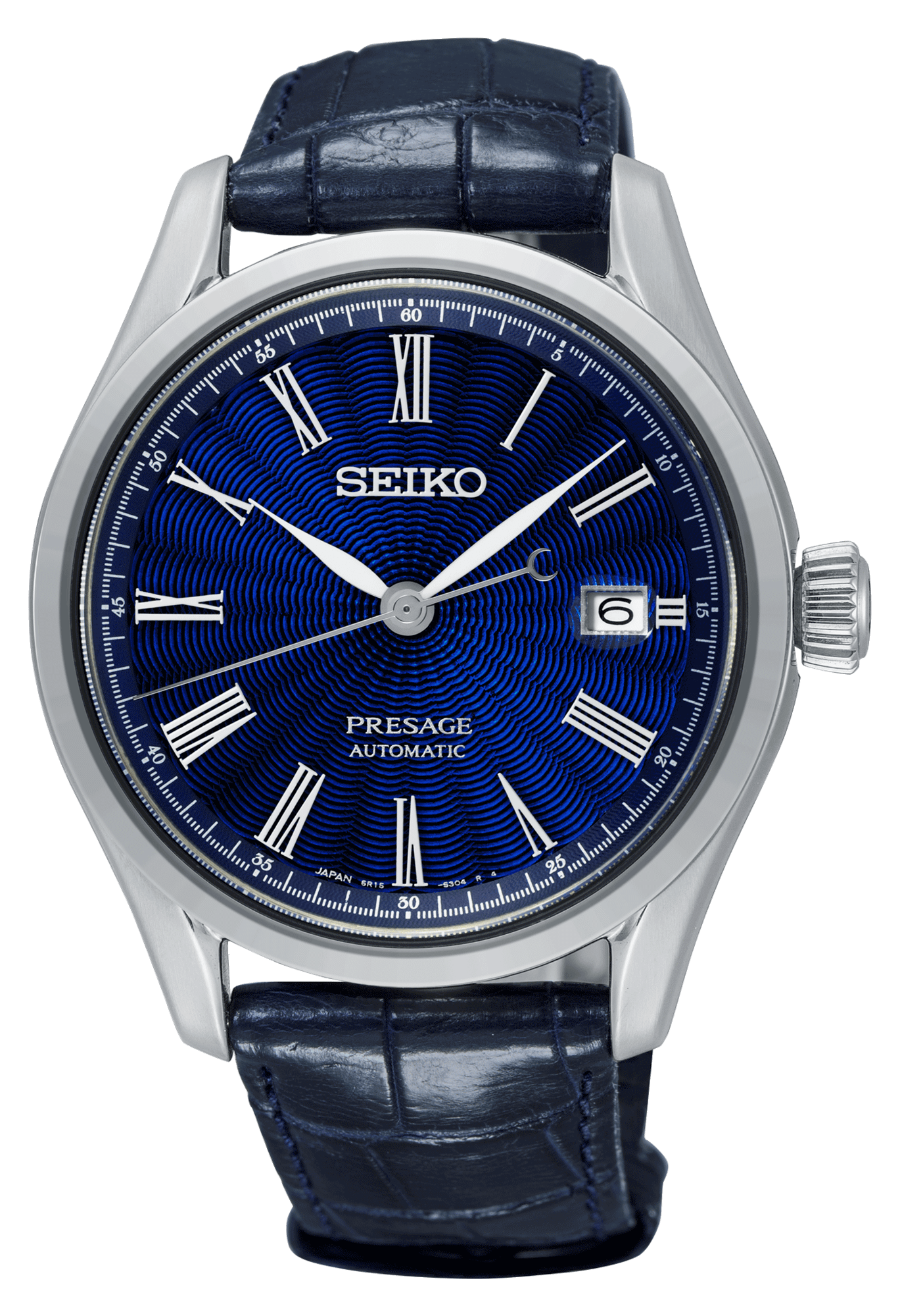 Seiko Presage The Shippo Enamel Silver Steel Case Blue Crocodile Leather Strap Limited Edition Automatic Blue Dial Men’s Watch SPB075J1