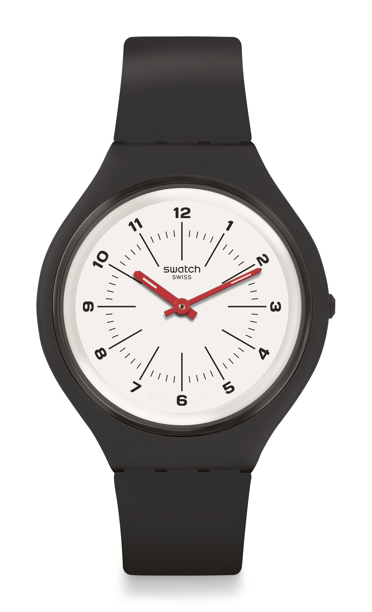 Swatch Skinwheel Plastic Case Grey Silicone Strap White Dial Watch SVUM104