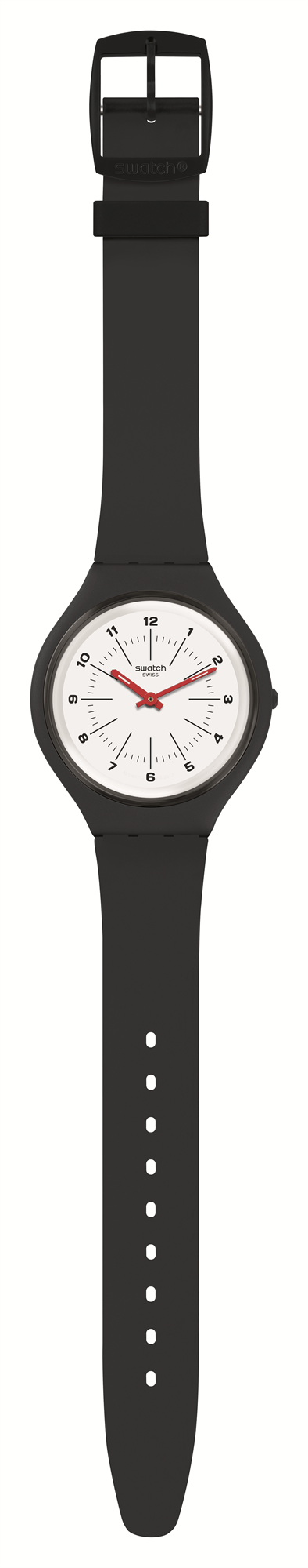 Swatch Skinwheel Plastic Case Grey Silicone Strap White Dial Watch SVUM104