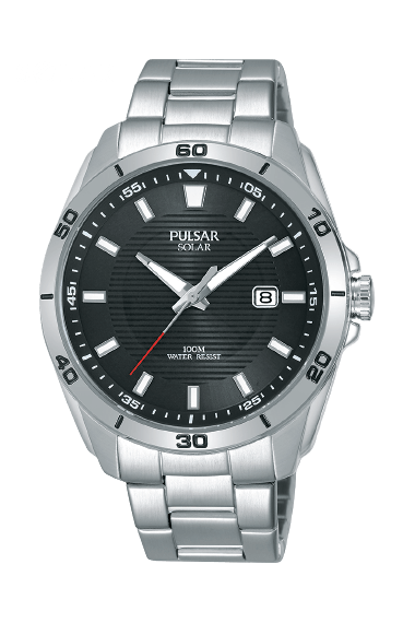 Pulsar Silver Stainless Steel Case Silver Stainless Steel Strap Black Dial Men's Watch px3151x1