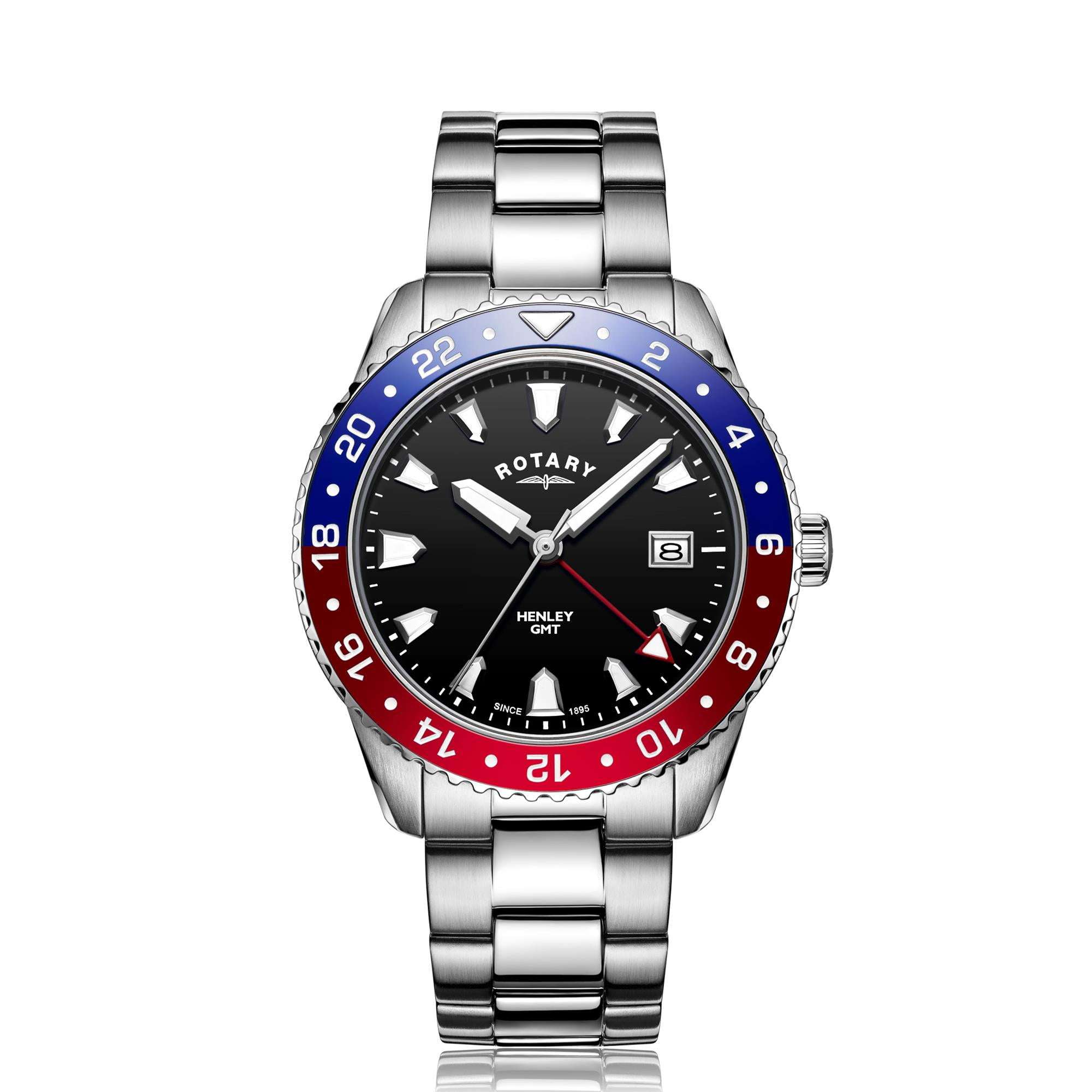 Rotary GMT Henley Stainless Steel 'Pepsi Dial' Men's Watch GB05108/30