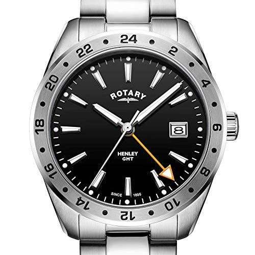 Rotary GMT Henley Stainless Steel Black Dial Men's Watch GB05295/04