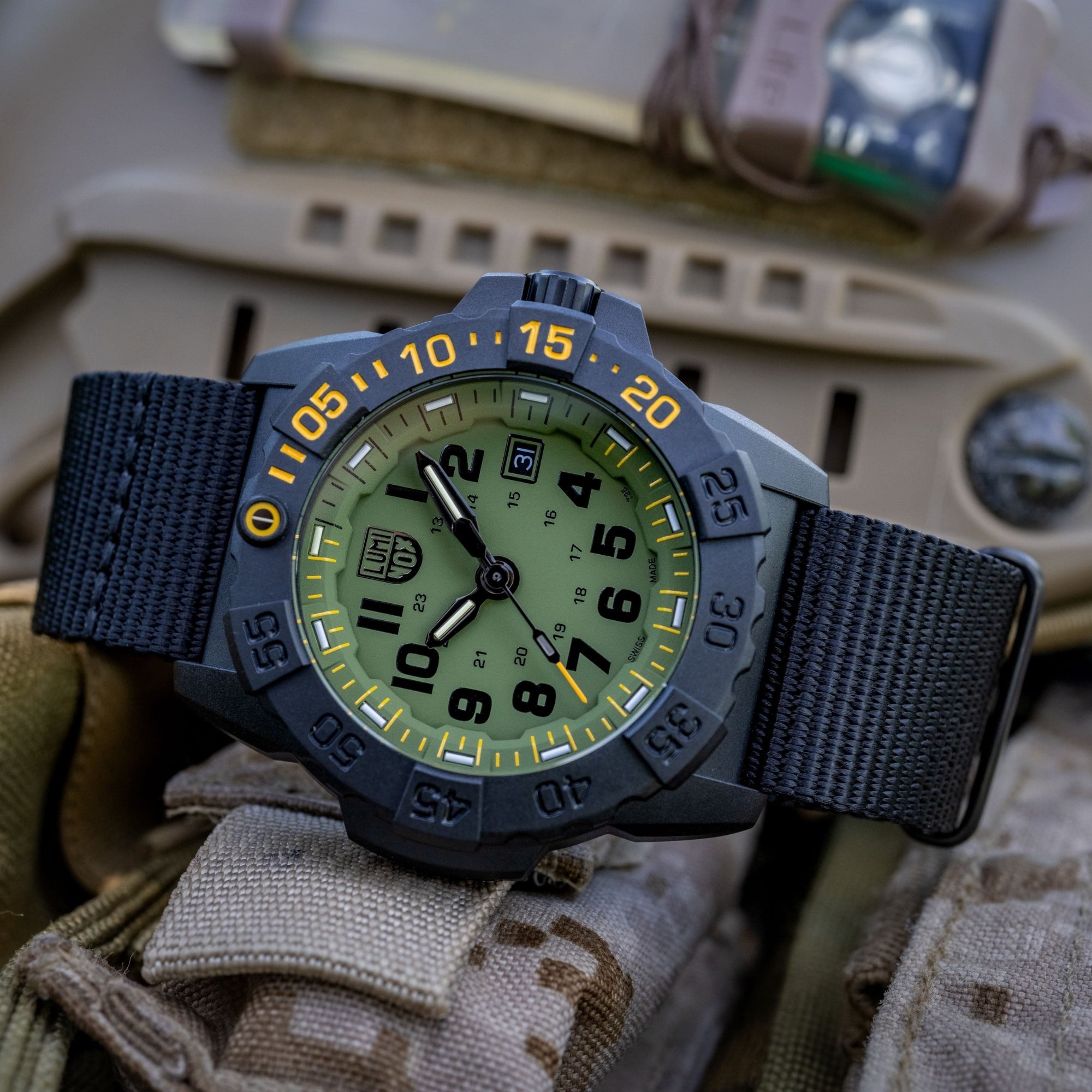 Luminox Navy SEAL Foundation Series Grünes Zifferblatt Gummiarmband Herrenarmbanduhr XS.3517.NSF.SET