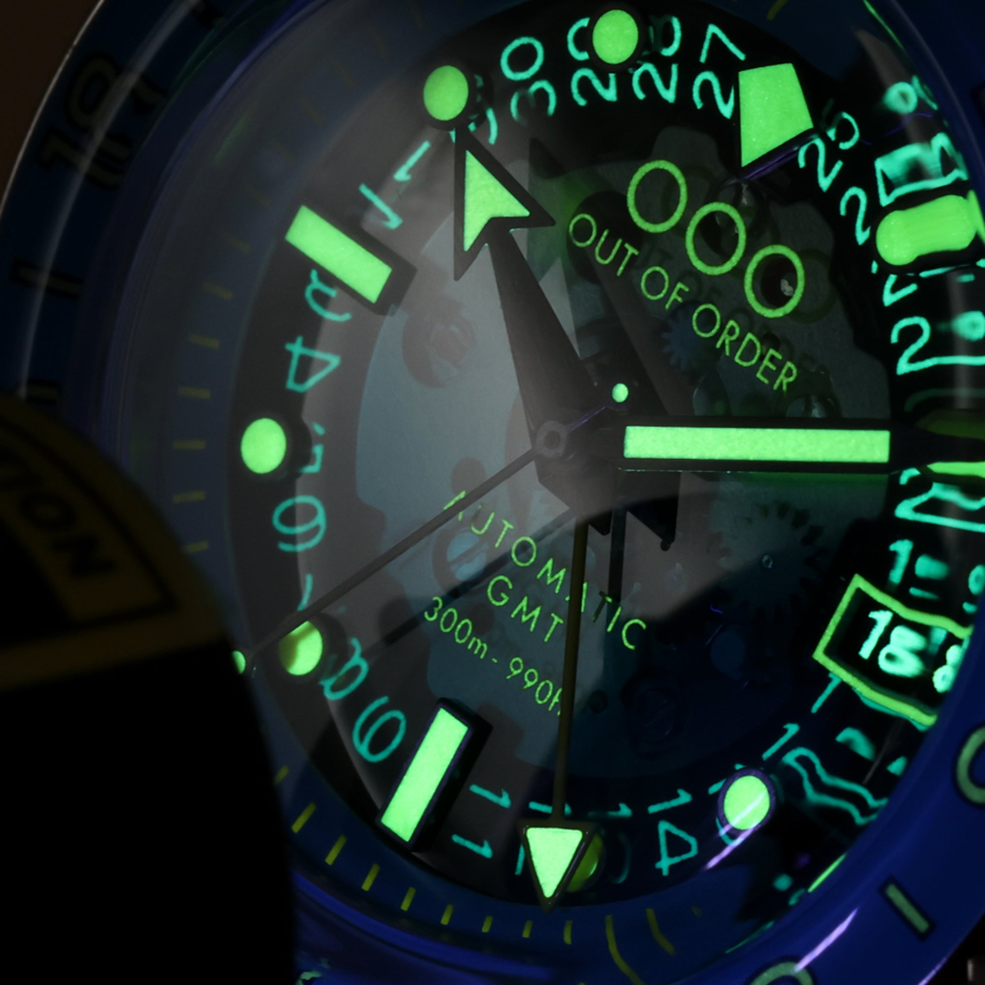 Out of Order Limited Edition Shaker Angelo Azzurro Automatic GMT Steel Strap Men's Watch OOO.001-25.AA.BAND.SS