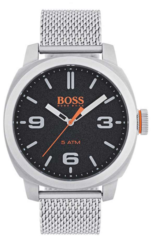 The Watch: Hugo Boss Orange Cape Town Stainless Steel Mesh Strap Stainless Steel Case Men’s Watch 1550013In a homage to the mountainous city from which it takes its name, this Hugo Boss Orange Cape Town Stainless Steel Men’s Watch (1550013) features a confident stainless steel mesh bracelet and case, with a sleek and contemporary dial design ensuring this sense of adventure is underpinned by the Hugo Boss design ethos.&nbsp;Key Features:Quartz MovementBlack DialStainless Steel Mesh BraceletWater Resistant t