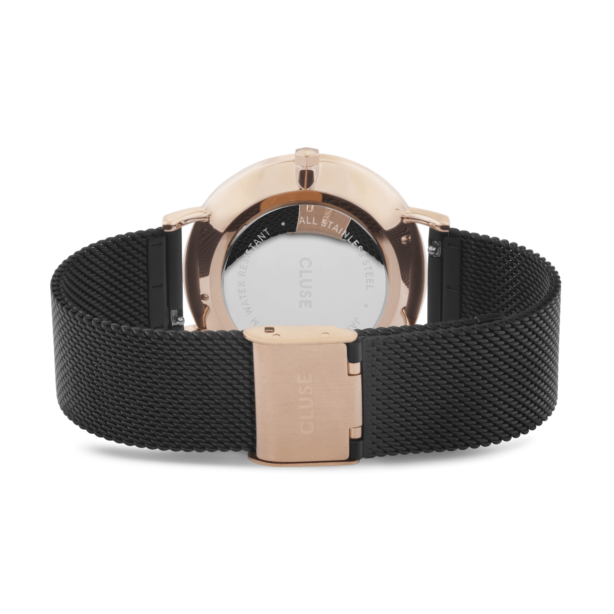 CLUSE La Boheme Rose Gold PVD Stainless Steel Black Silicone Strap Ladies Watch CW0101201010