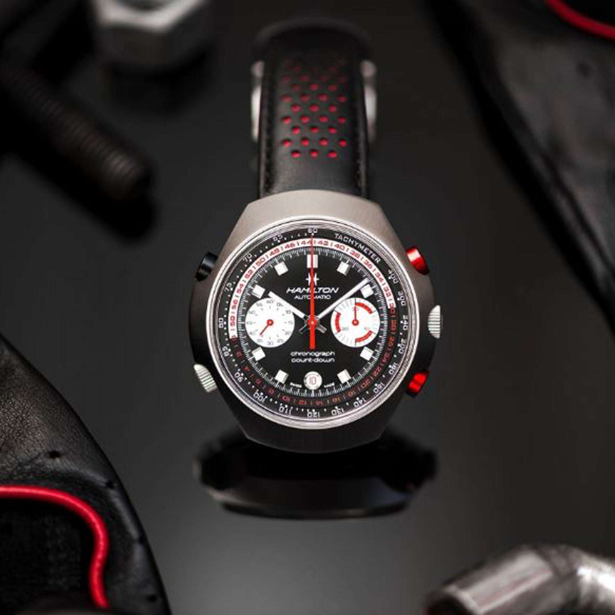 Hamilton American Classic 48mm Chrono-Matic 50 Limited Edition Black Dial Leather Mens Automatic Watch H51616731