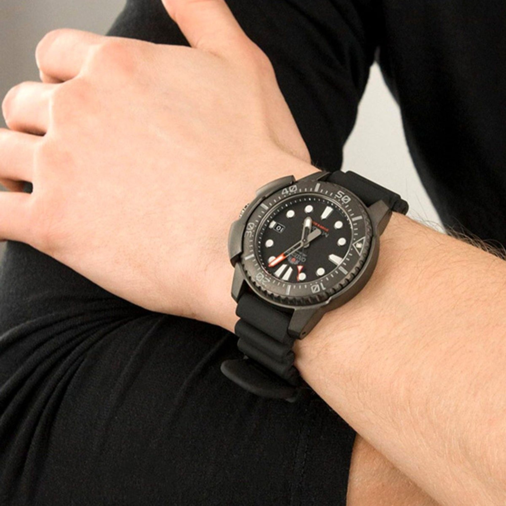 Orient M-Force Automatic Black Dial Silicone Strap Men's Dive Watch RA-AC0L03B00B