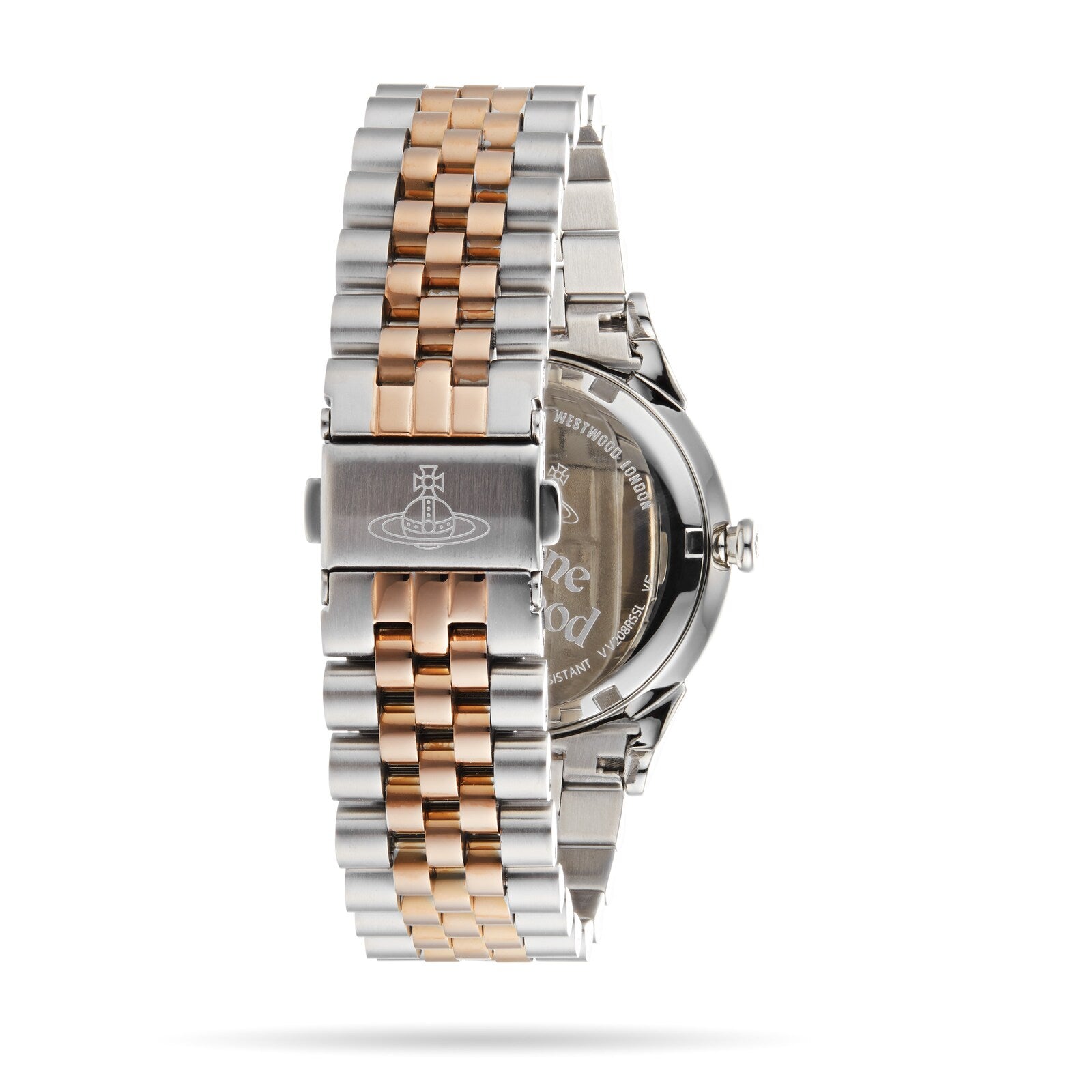 Vivienne Westwood Wallace Quartz Two Tone Rose Gold Silver Dial Stainless Steel Ladies' Watch VV208RSSL