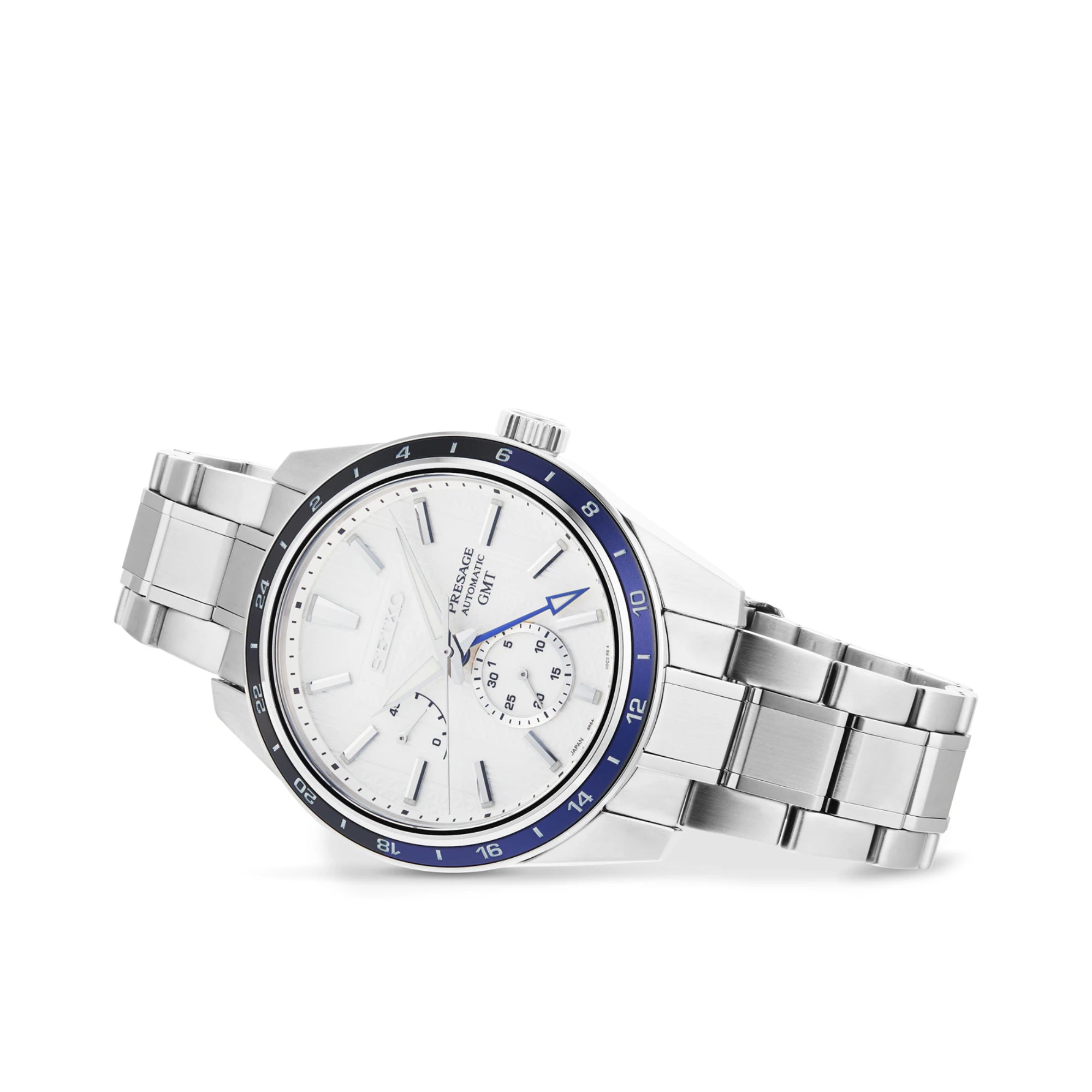 Seiko Presage Sharp Edged Series GMT Zero Halliburton Automatic White Dial Stainless Steel Bracelet Men's Watch SPB269J1