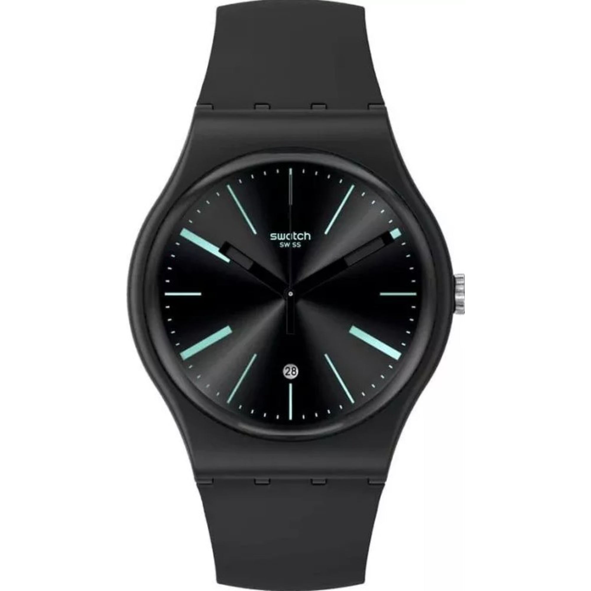 Swatch Holiday Collection A Dash Of Green Black Dial Silicone Strap Unisex Watch SO29B404