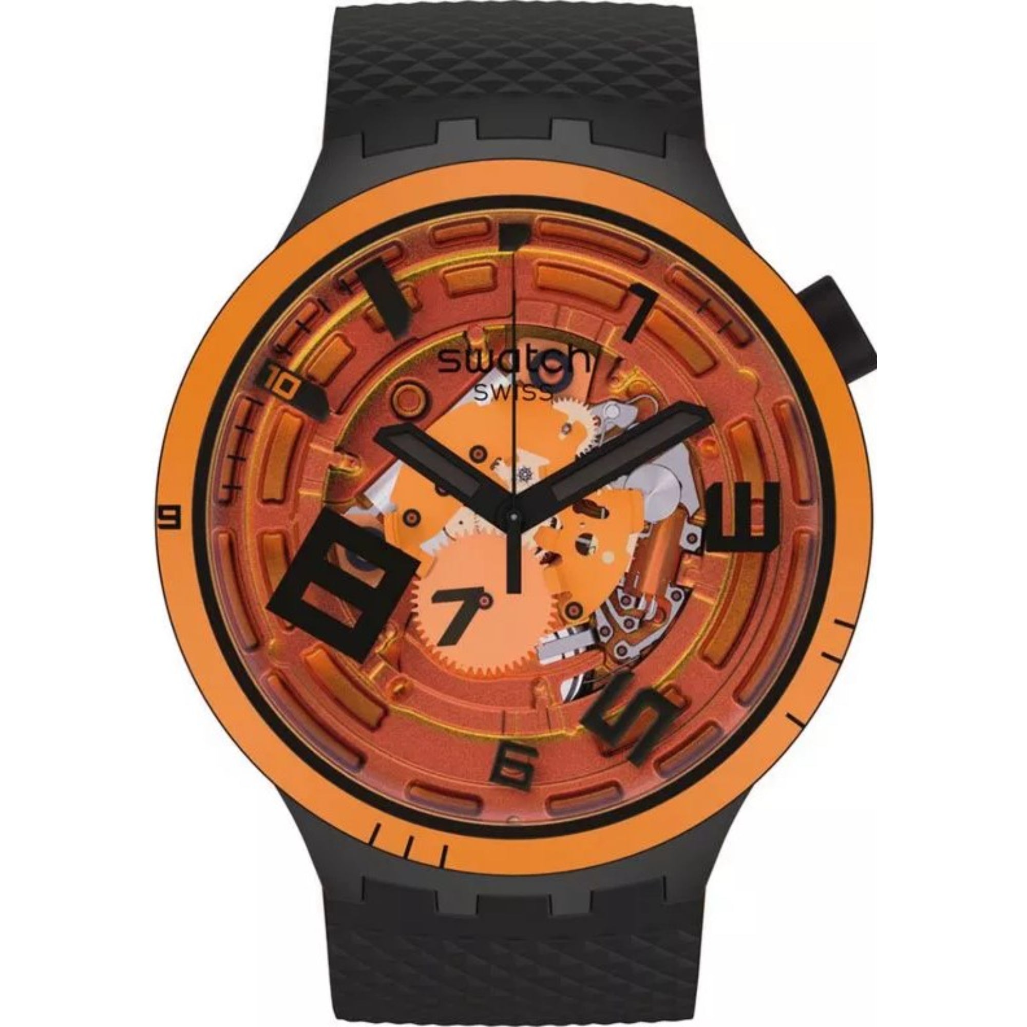 Swatch Big Bold Oops! Transparent Dial Black Silicone Strap Unisex Watch SB01B127