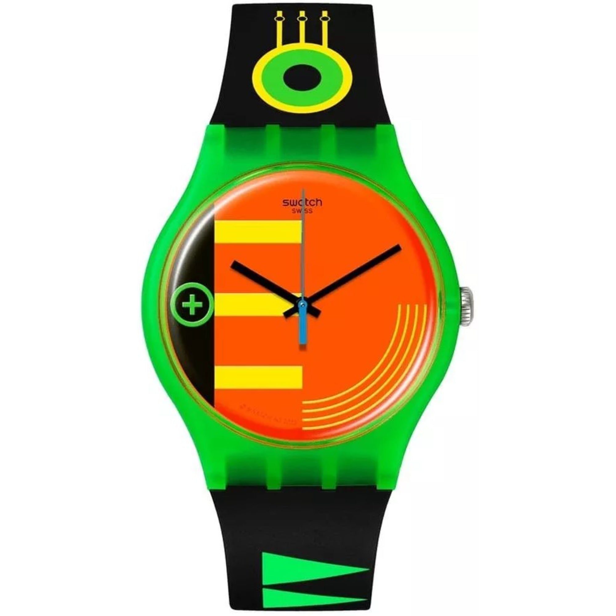 Swatch Neon Rider Multicolour Dial Black Silicone Strap Unisex Watch SO29G106