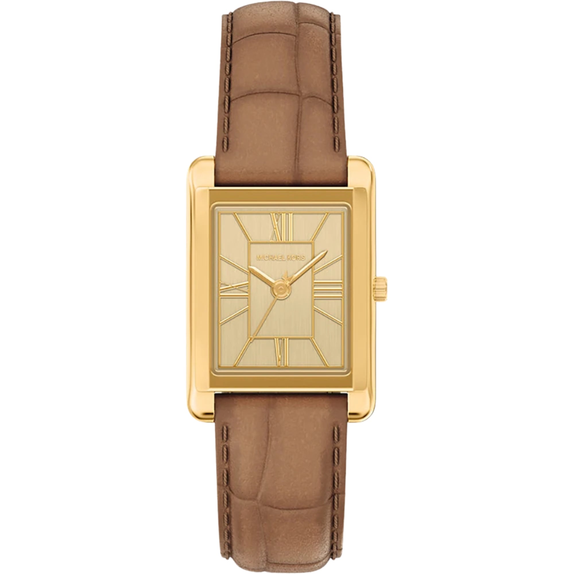 Michael Kors Essex 26mm Gold Dial Leather Ladies Quartz Watch MK7584