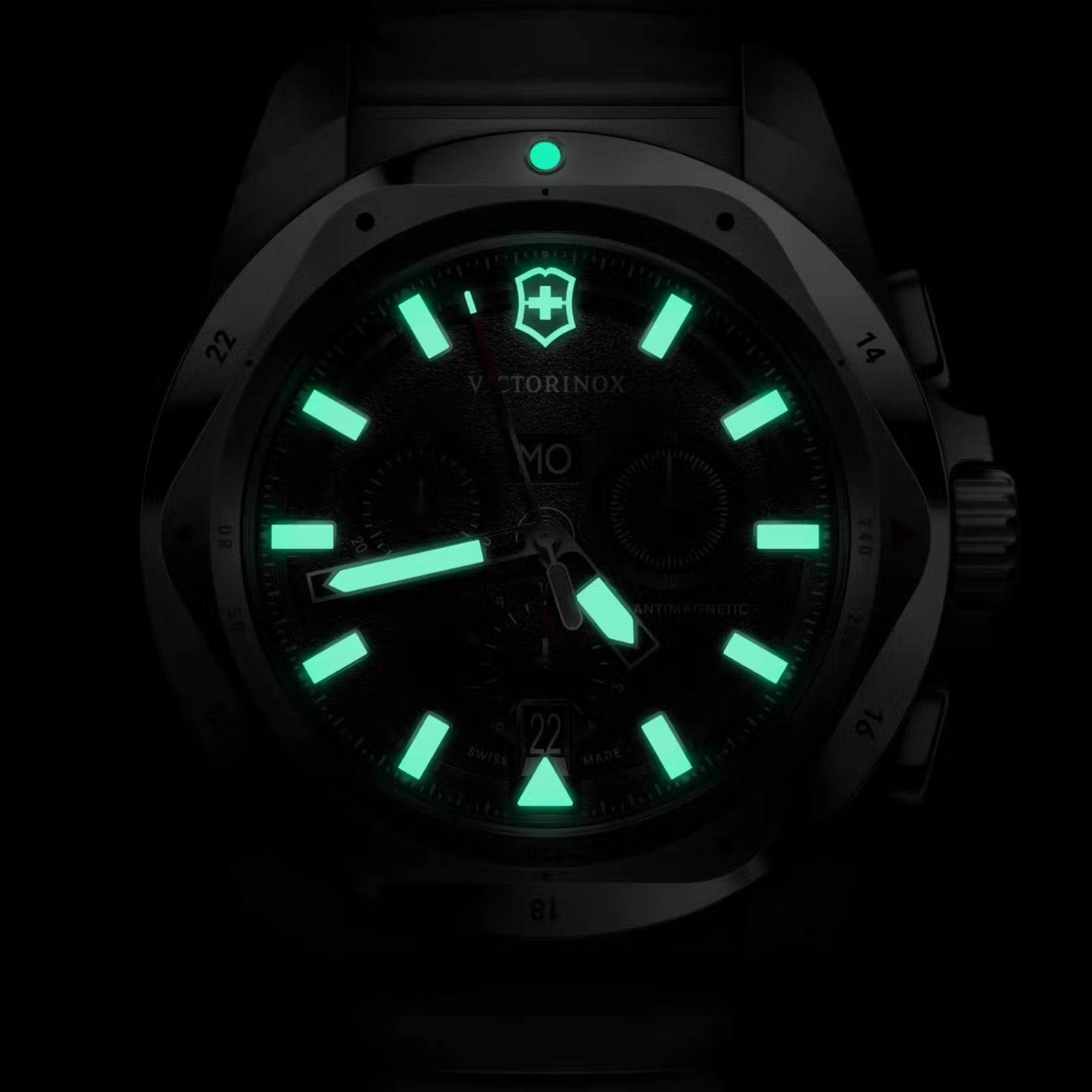 Victorinox I.N.O.X Chrono Quartz Black Dial Rubber Strap Men's Watch 241983