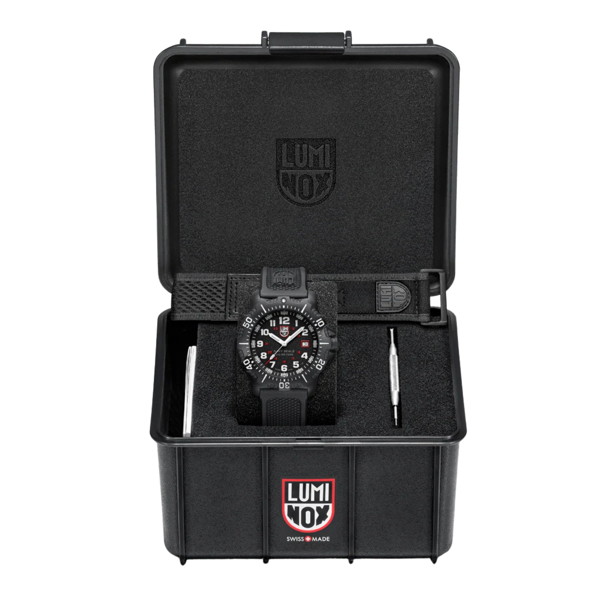 Luminox Navy Seal 45mm Schwarzes Zifferblatt Gummi Herren Quarz Uhr XS.4231.SET