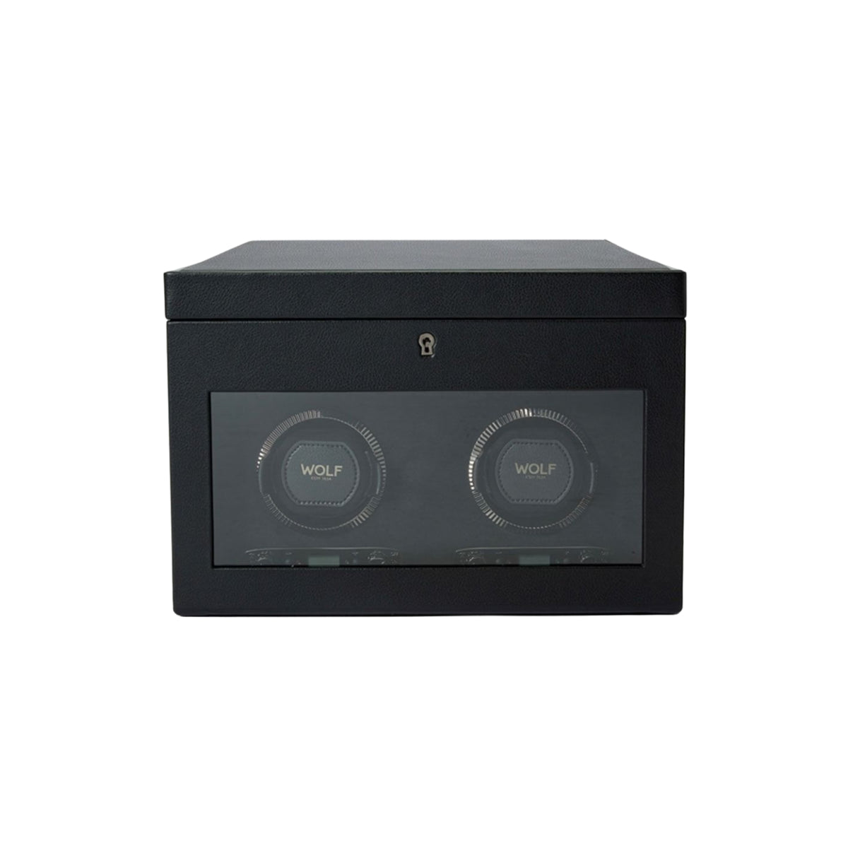 WOLF British Racing Black Double Watch Winder with Storage 792202