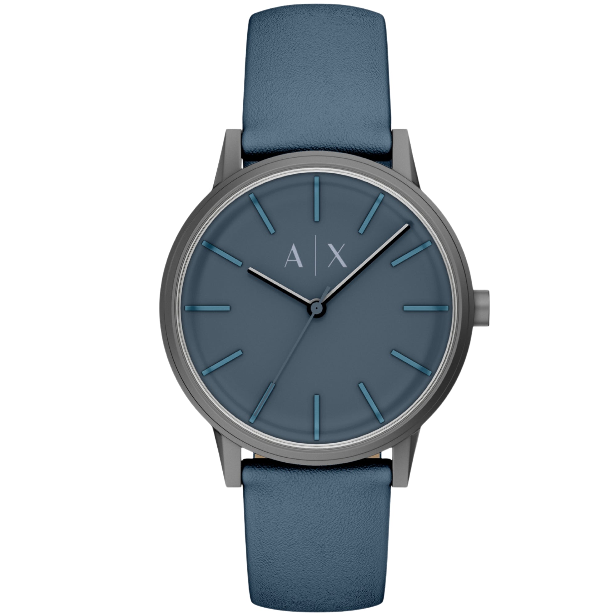 Armani Exchange Cayde 42mm Blue Dial Leather Mens Quartz Watch AX2767
