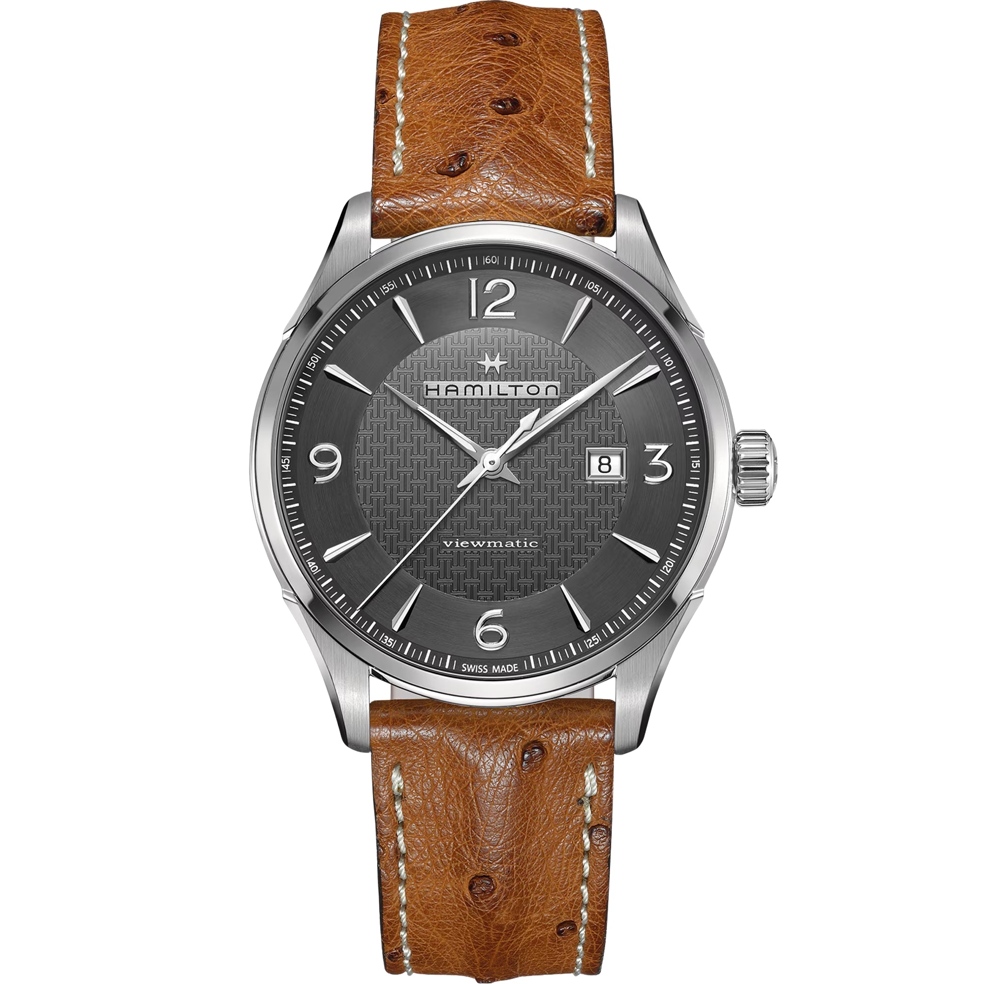 Hamilton Jazzmaster 44mm Grey Dial Leather Mens Automatic Watch H32755851
