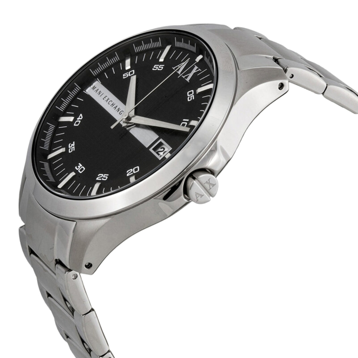 Armani Exchange Hampton 46mm Black Dial Steel Mens Quartz Watch AX2103