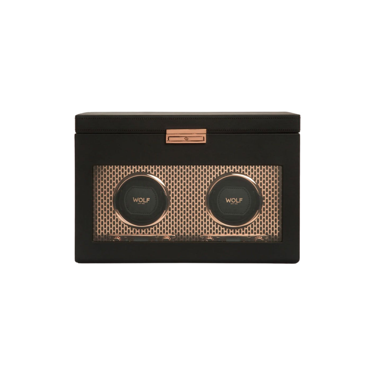 WOLF Axis Copper Double Watch Winder with Storage 469316