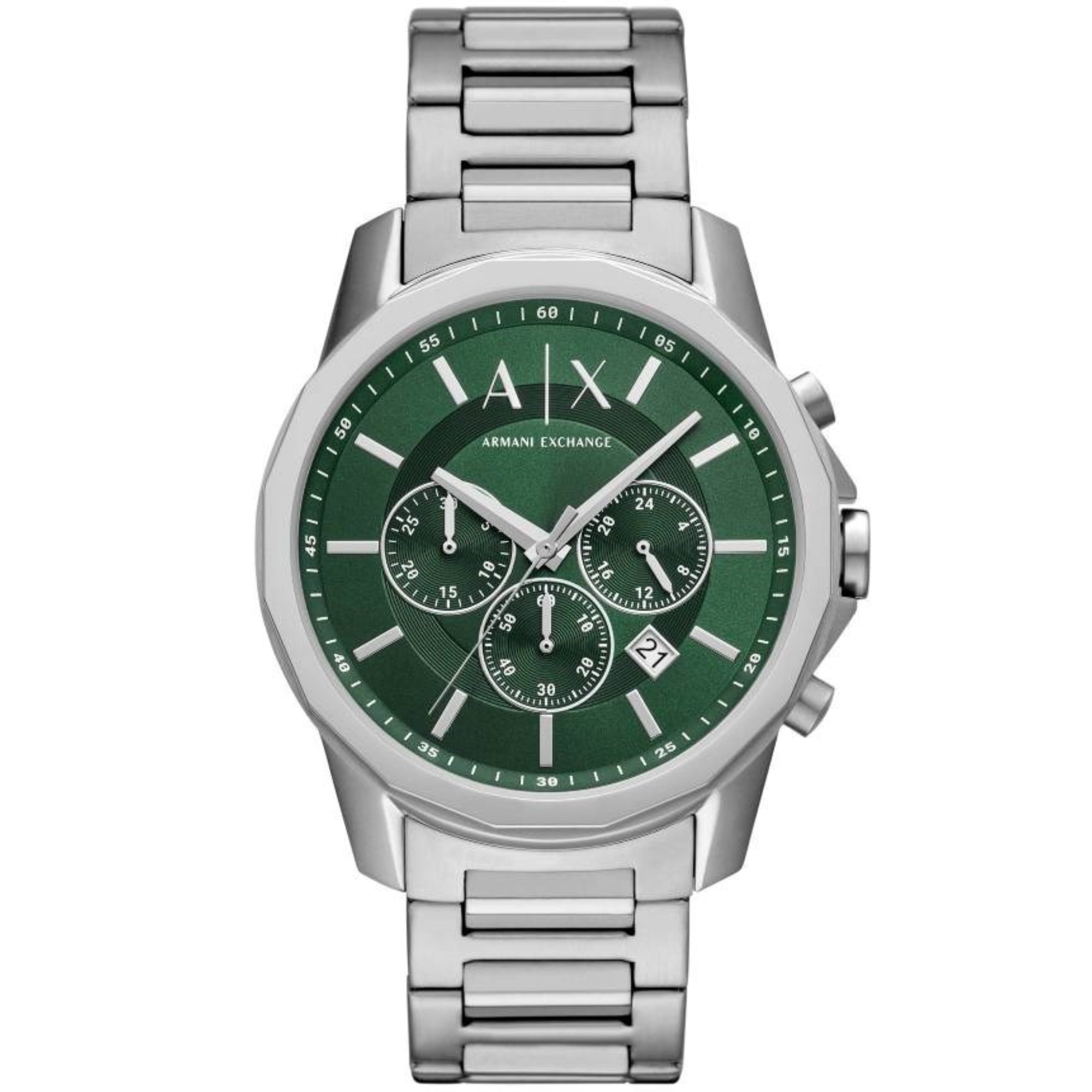 Armani Exchange Banks 44mm Chronograph Green Dial Steel Mens Quartz Watch AX1771