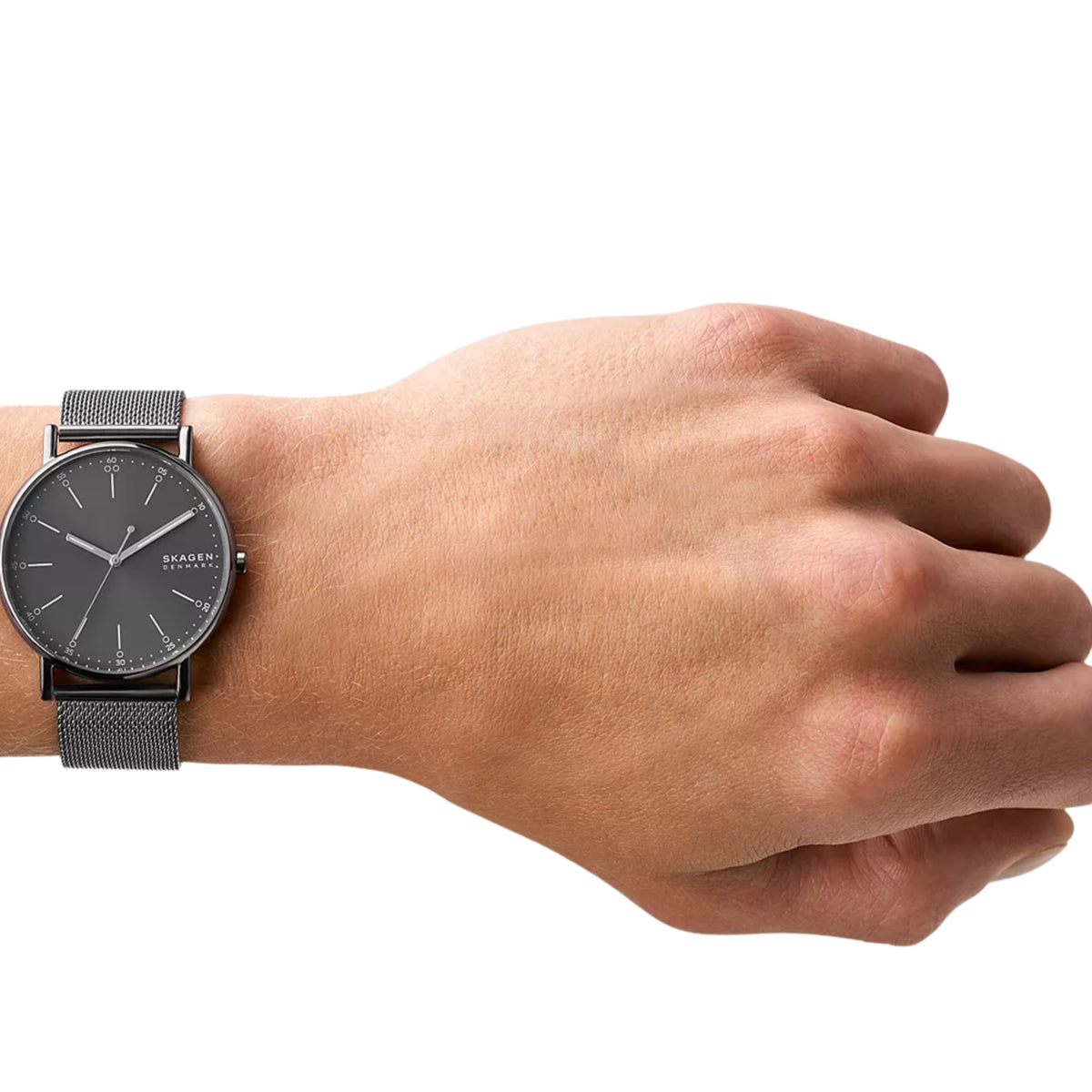Reloj para hombre Skagen Signatur con correa de malla de acero gris y esfera gris SKW6577